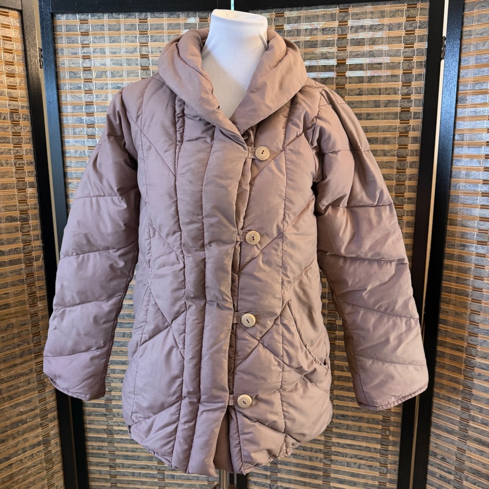 Cuddlecoat Down Puffer Jacket Womens XS Taupe Quilted Vintage Made in USA